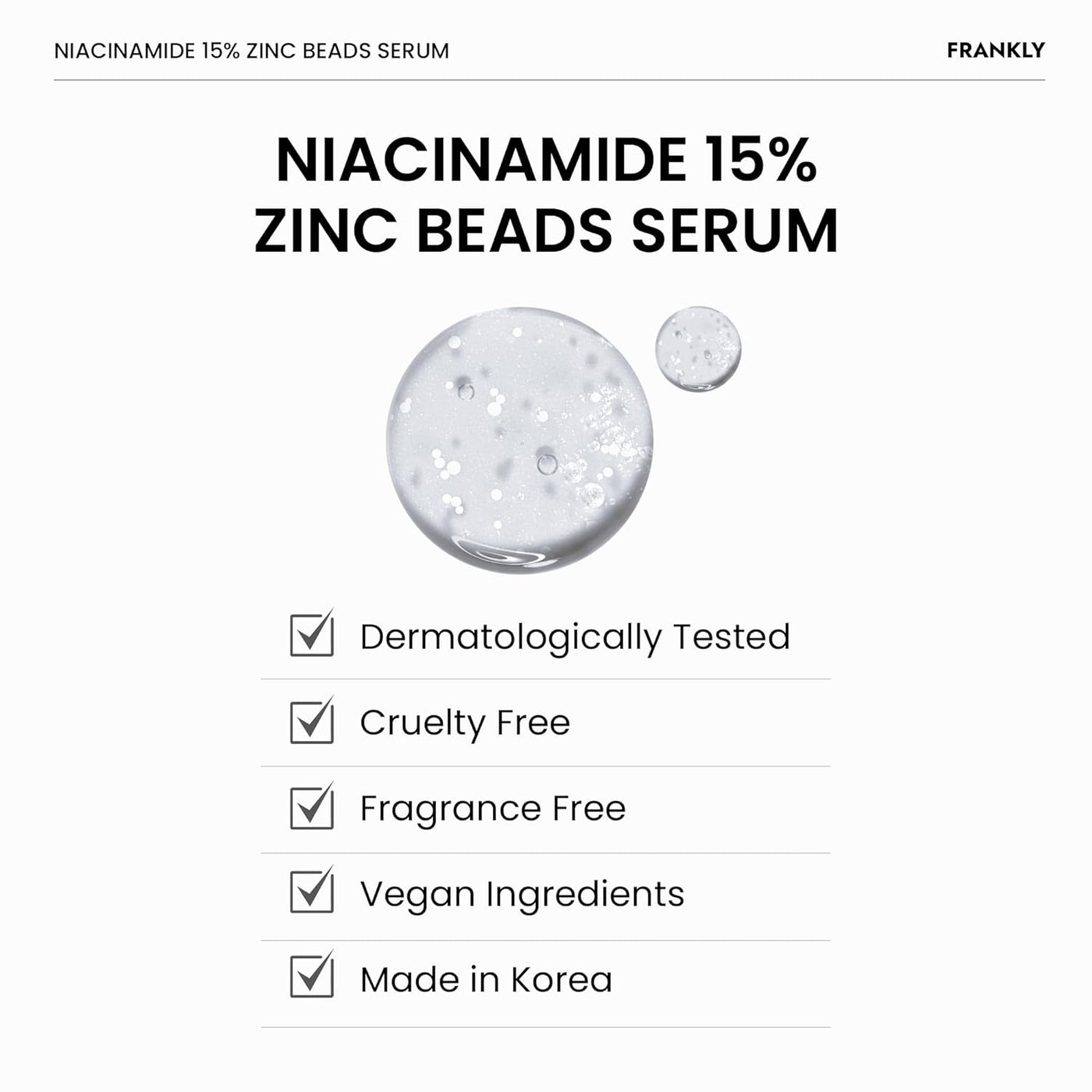 FRANKLY Niacinamide 15% Zinc Beads Serum 30ml